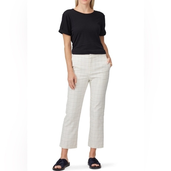 Joie Dicra High Rise Checked Cropped Pants - Picture 1 of 8